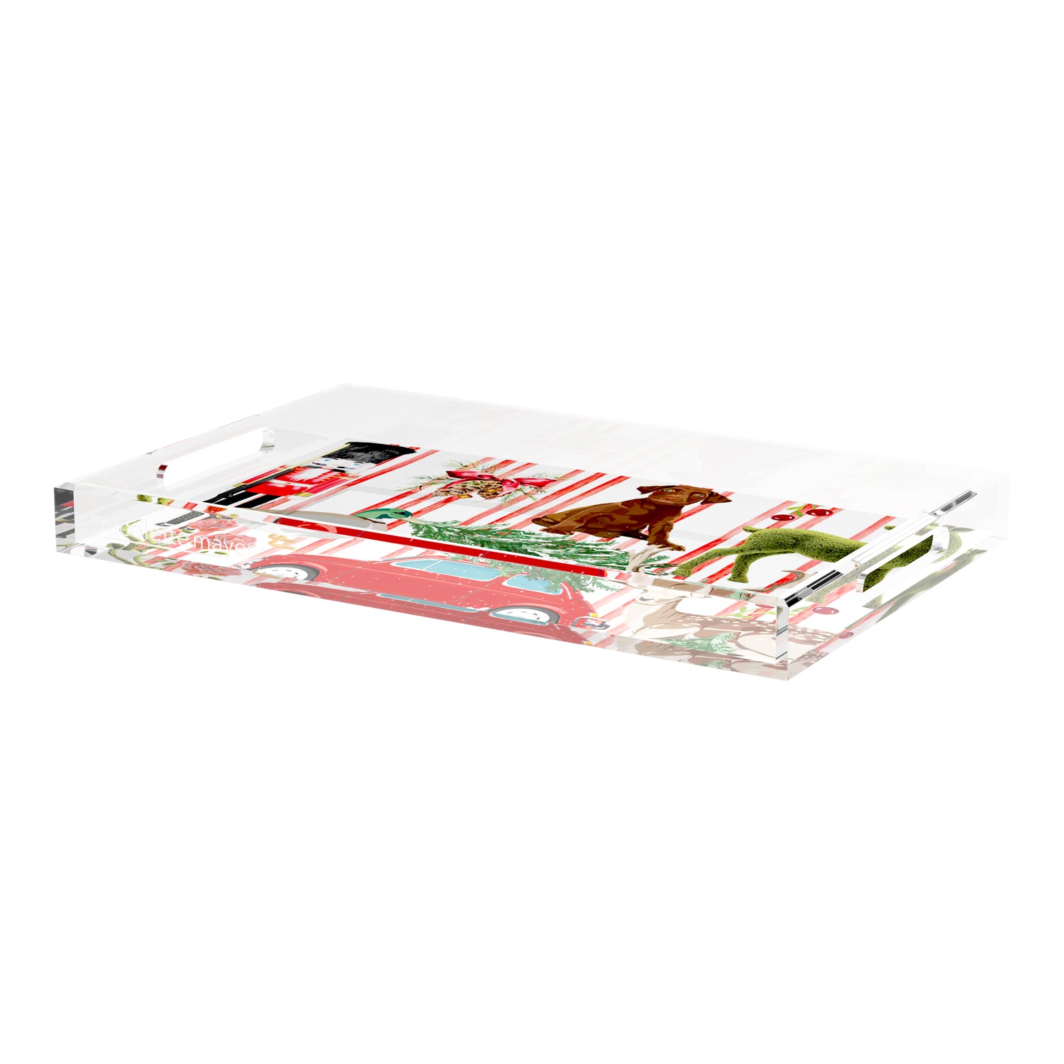 Ultimate Christmas Stripe 22.5X14.5 Acrylic Tray - nicolettemayer.com
