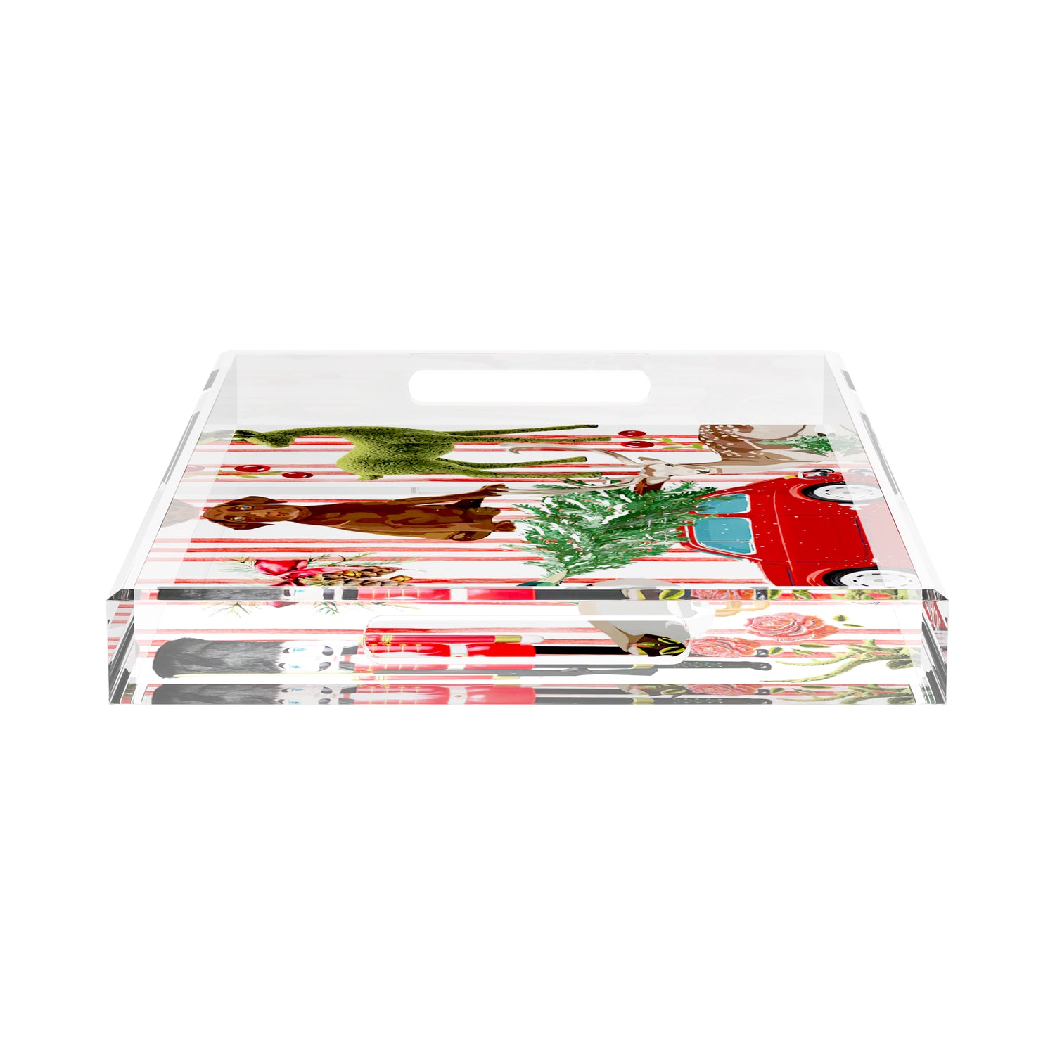 Ultimate Christmas Stripe 22.5X14.5 Acrylic Tray - nicolettemayer.com

