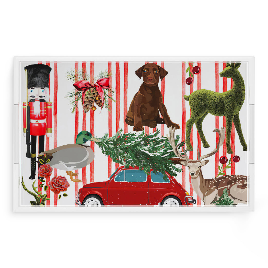 Ultimate Christmas Stripe 22.5X14.5 Acrylic Tray - nicolettemayer.com
