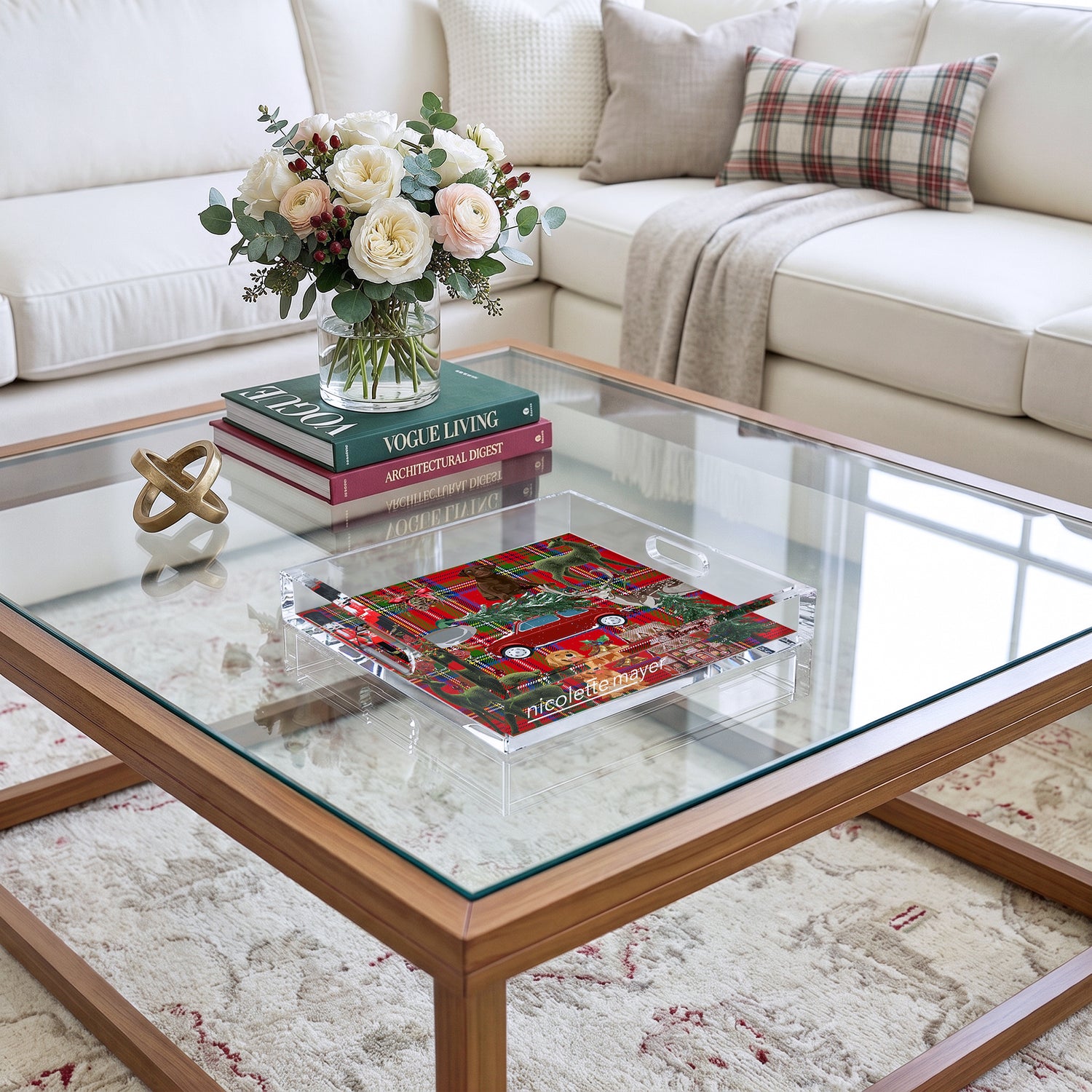 Ultimate Christmas Plaid 12X12 Acrylic Tray - nicolettemayer.com
