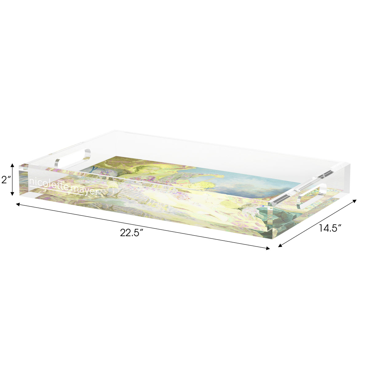 Venus And Cupid Yellow Blue Acrylic Decorative Tray, 17 x 10.5 in. by Nicolette Mayer 