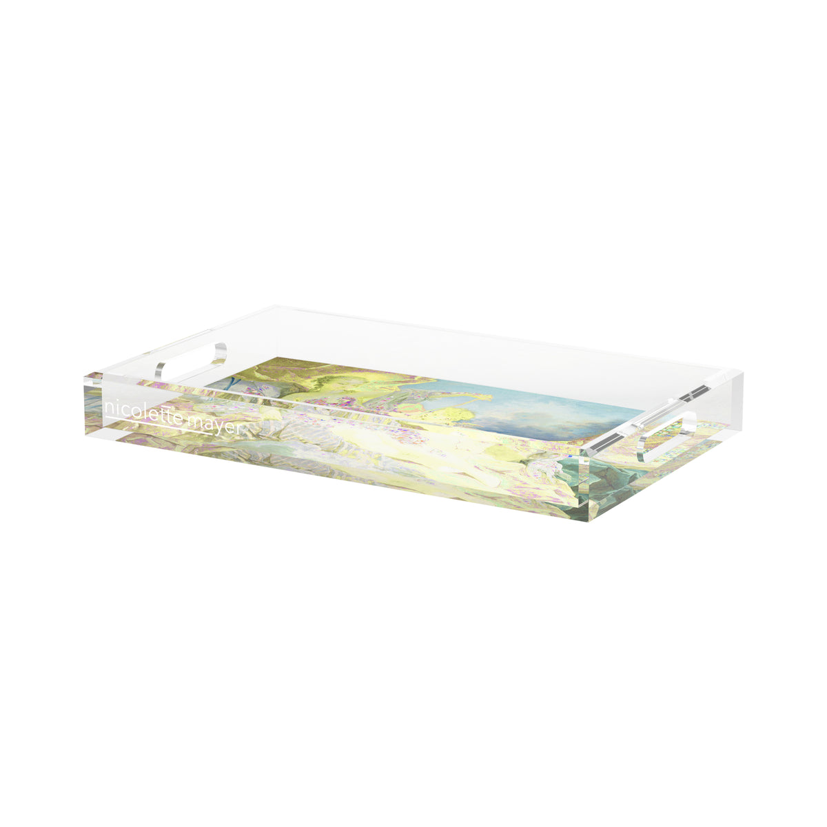 Venus And Cupid Yellow Blue Acrylic Decorative Tray, 17 x 10.5 in. by Nicolette Mayer 