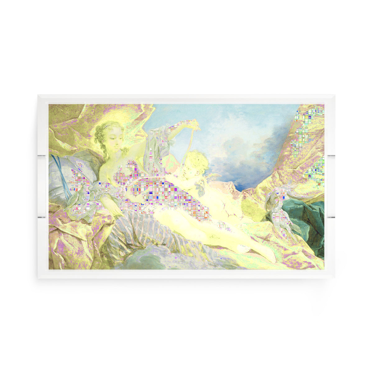 Venus And Cupid Yellow Blue Acrylic Decorative Tray, 17 x 10.5 in. by Nicolette Mayer 