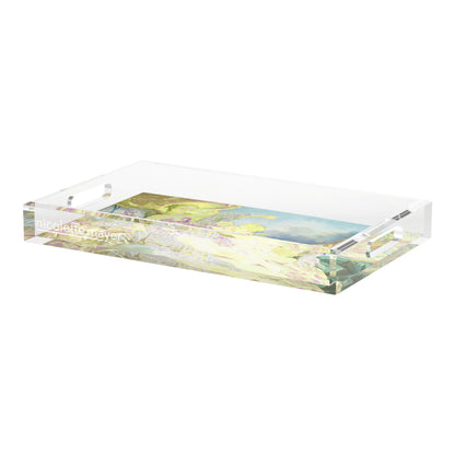 Venus And Cupid Yellow Blue Acrylic Decorative Tray, 22.5 x 14.5 in. by Nicolette Mayer 