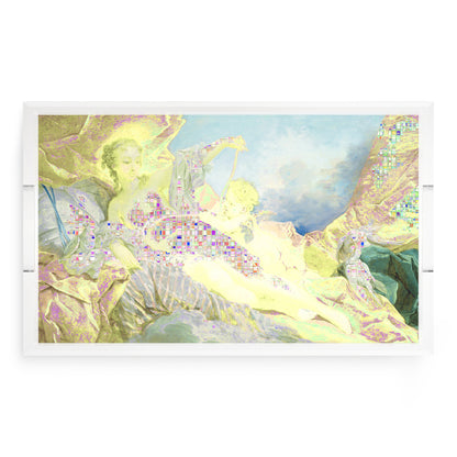Venus And Cupid Yellow Blue Acrylic Decorative Tray, 22.5 x 14.5 in. by Nicolette Mayer 