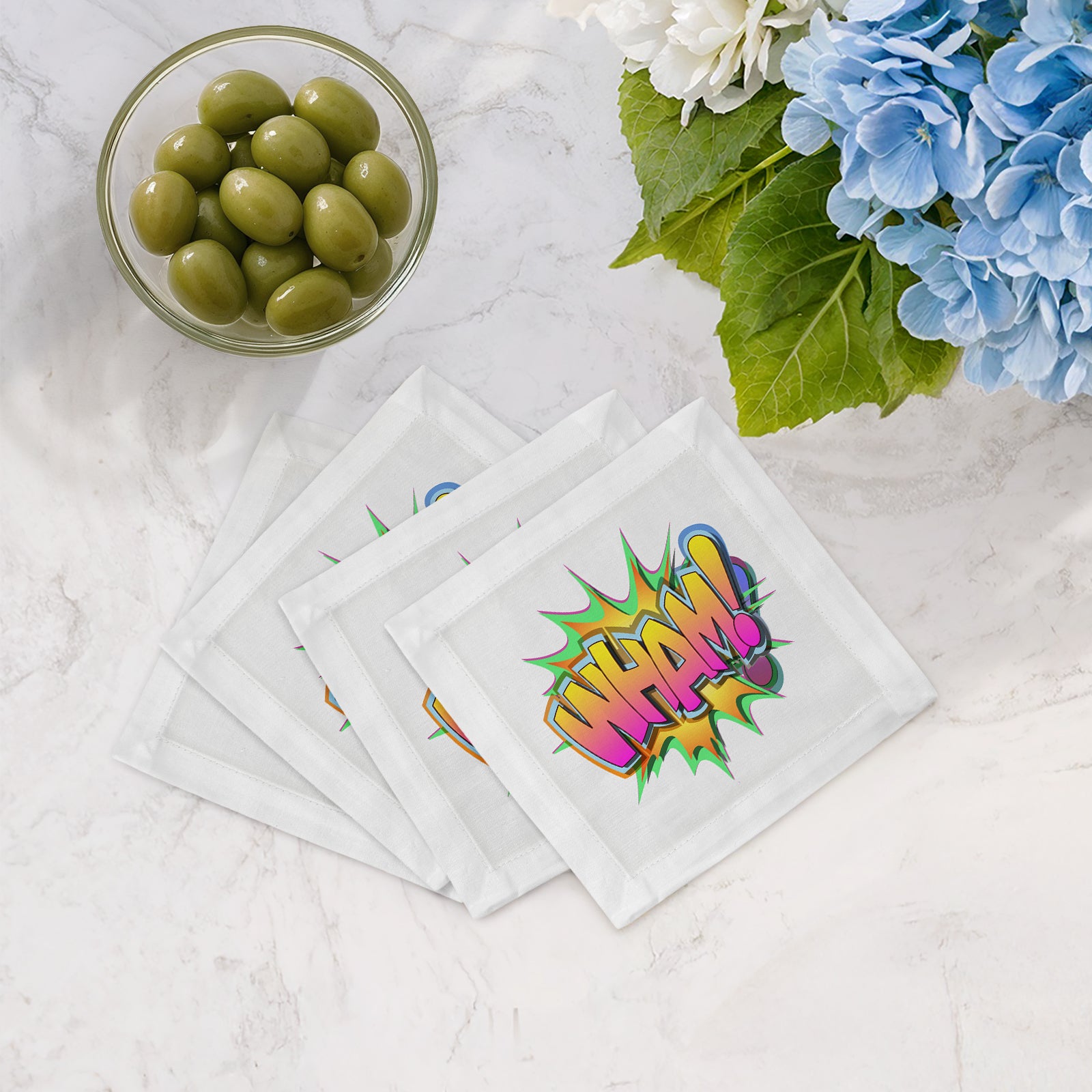 Wham Yellow Cotton Sateen Cocktail Napkins - nicolettemayer.com