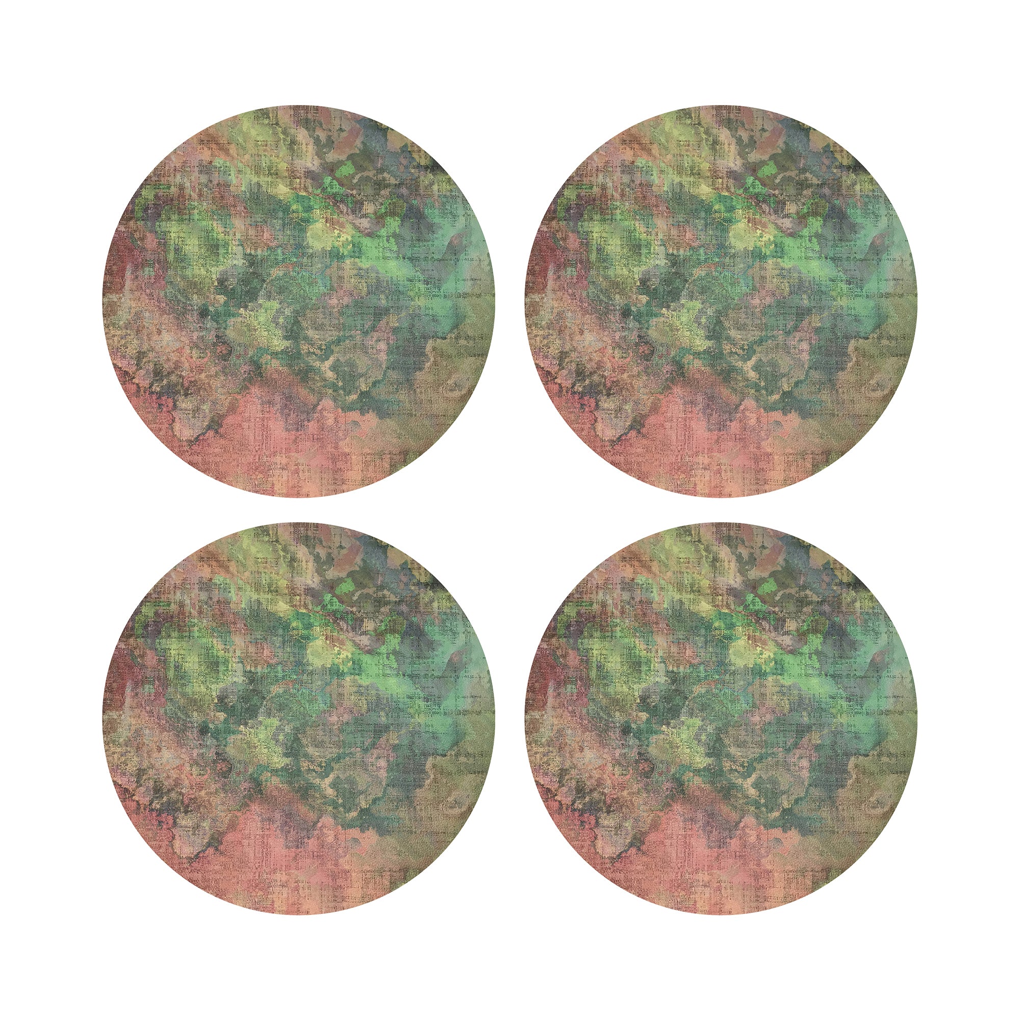 Watercolor Darling Vegan Leather Round Coasters