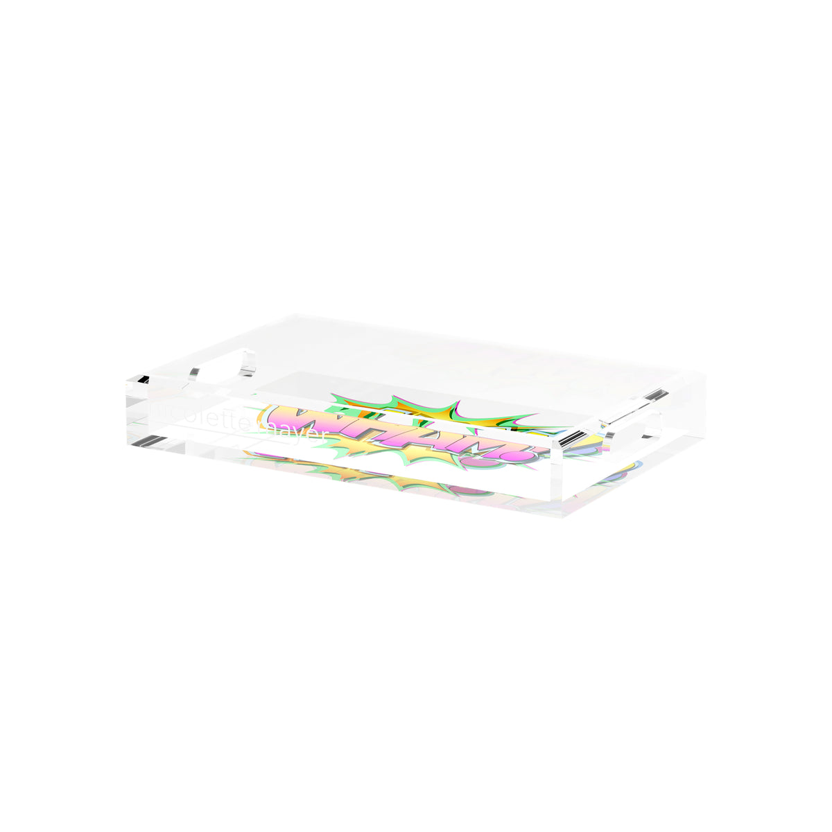 Wham Yellow Pink Acrylic Decorative Tray, 12.5 x 7.75 in. by Nicolette Mayer 