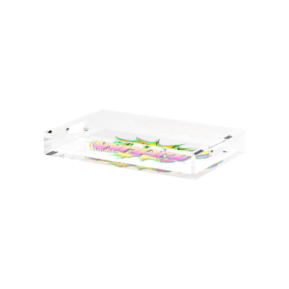 Wham Yellow Pink Acrylic Decorative Tray, 12.5 x 7.75 in. by Nicolette Mayer 