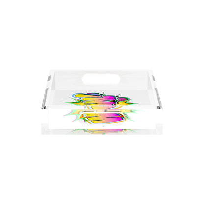Wham Yellow Pink Acrylic Decorative Tray, 12.5 x 7.75 in. by Nicolette Mayer 