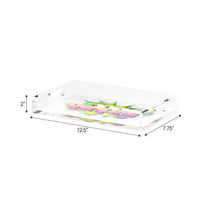 Wham Yellow Pink Graffiti Street Art 12.5X7.75 Acrylic Tray - nicolettemayer.com
