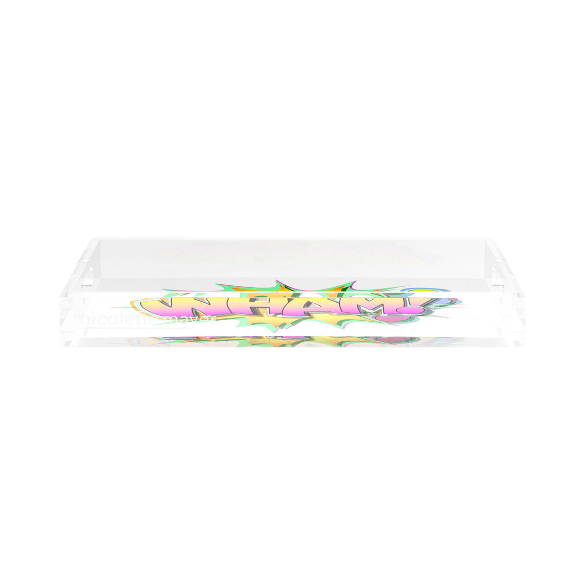 Wham Yellow Pink Acrylic Decorative Tray, 17 x 10.5 in. by Nicolette Mayer 