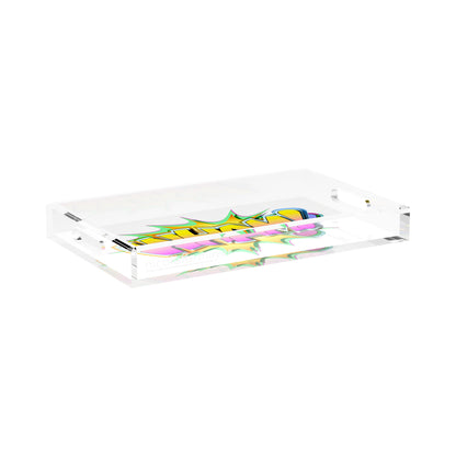 Wham Yellow Pink Acrylic Decorative Tray, 17 x 10.5 in. by Nicolette Mayer 