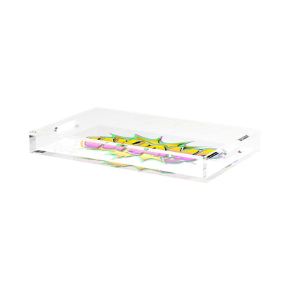 Wham Yellow Pink Acrylic Decorative Tray, 17 x 10.5 in. by Nicolette Mayer 