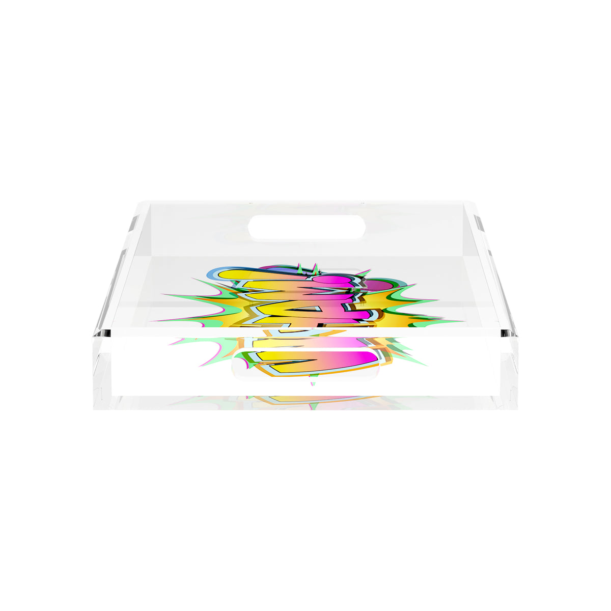 Wham Yellow Pink Acrylic Decorative Tray, 17 x 10.5 in. by Nicolette Mayer 