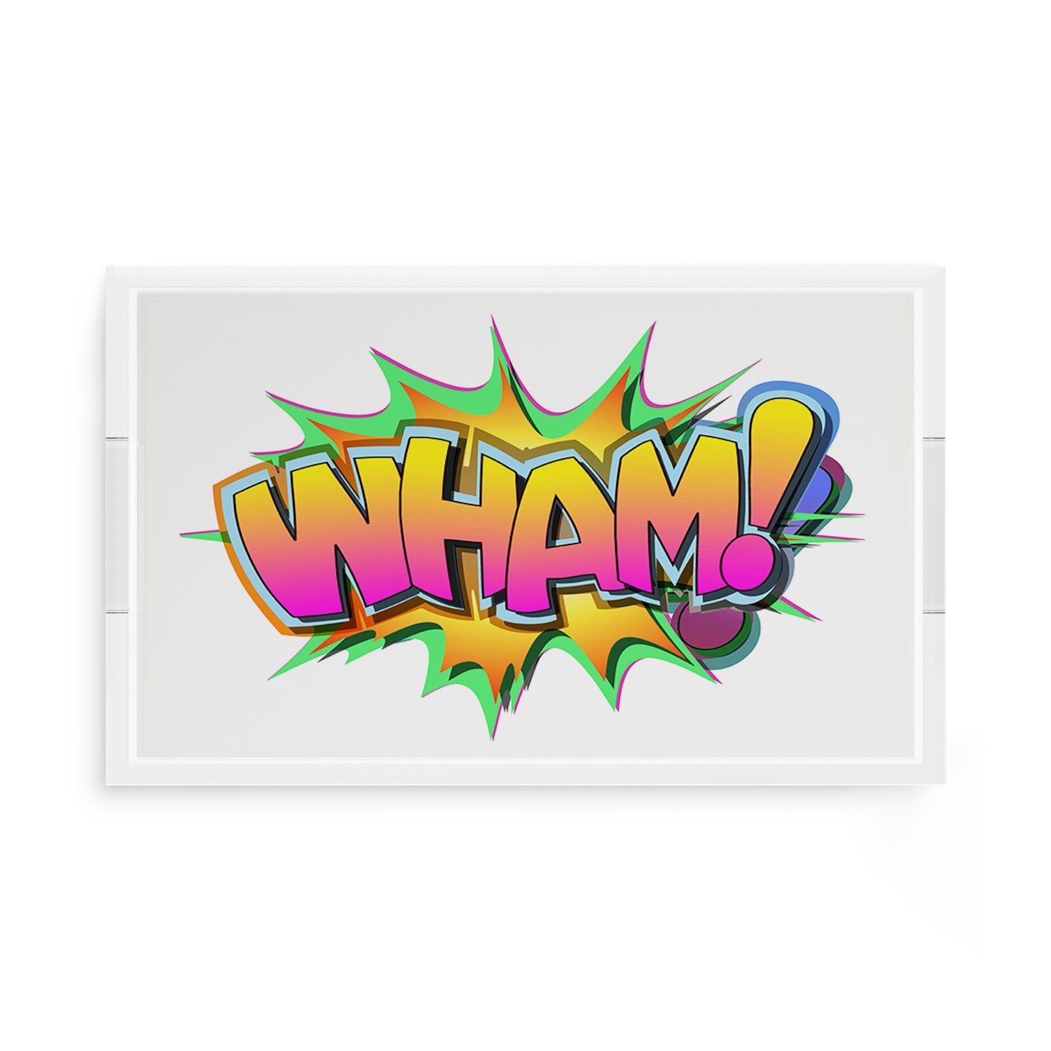 Wham Yellow Pink Graffiti Street Art 17X10.5 Acrylic Tray - nicolettemayer.com
