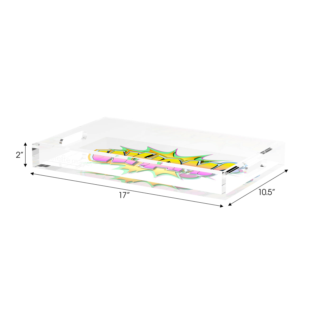 Wham Yellow Pink Acrylic Decorative Tray, 17 x 10.5 in. by Nicolette Mayer 