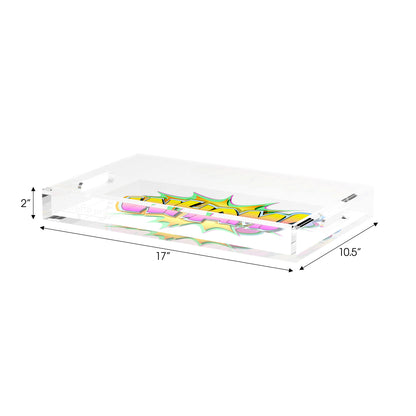 Wham Yellow Pink Acrylic Decorative Tray, 17 x 10.5 in. by Nicolette Mayer 