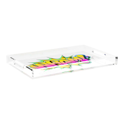 Wham Yellow Pink Acrylic Decorative Tray, 22.5 x 14.5 in. by Nicolette Mayer 