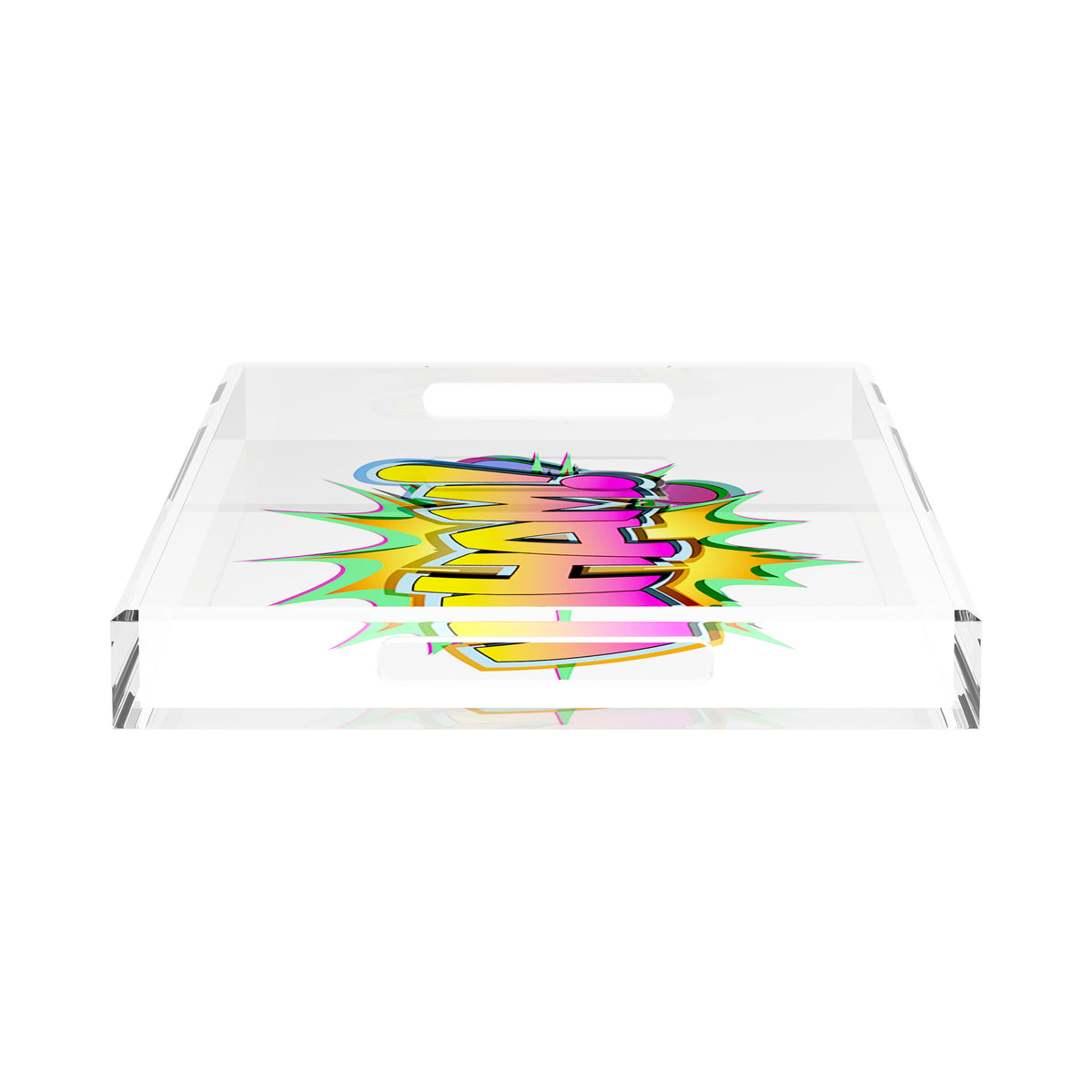 Wham Yellow Pink Acrylic Decorative Tray, 22.5 x 14.5 in. by Nicolette Mayer 