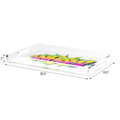 Wham Yellow Pink Graffiti Street Art 22.5X14.5 Acrylic Tray - nicolettemayer.com
