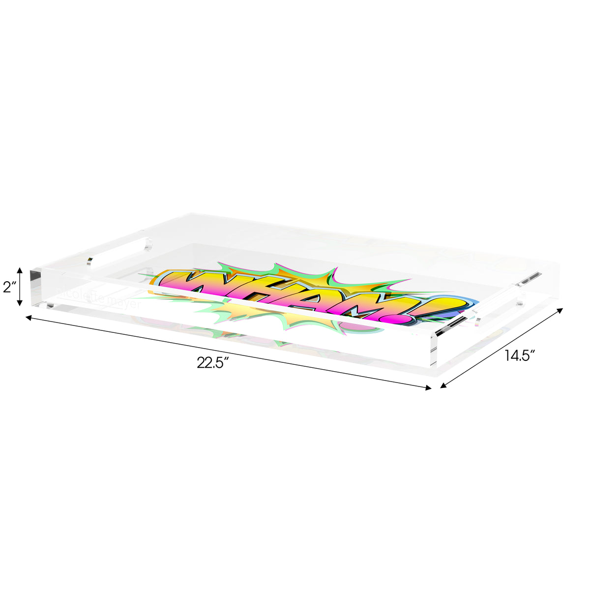 Wham Yellow Pink Acrylic Decorative Tray, 22.5 x 14.5 in. by Nicolette Mayer 