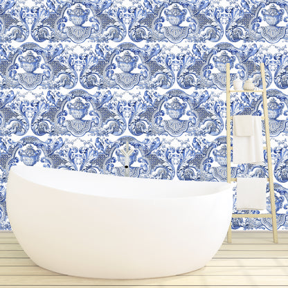 William &amp;amp; Mary Blaue Tapete