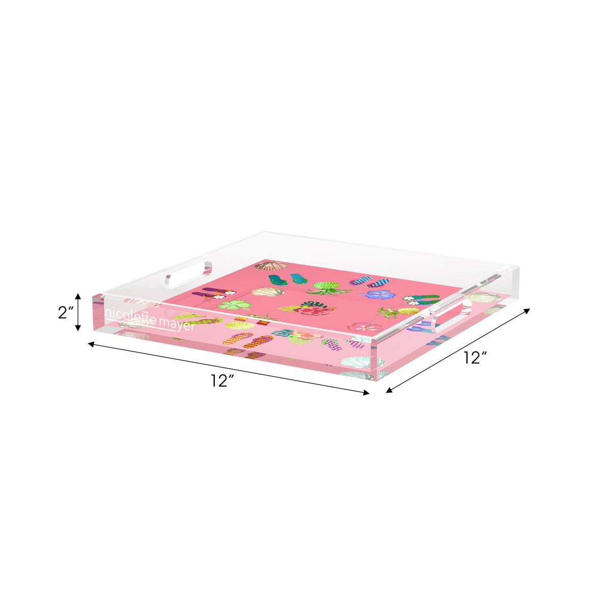 Winter in Florida Pink Acrylic Decorative Tray, 12 x 12 in. by Nicolette Mayer 