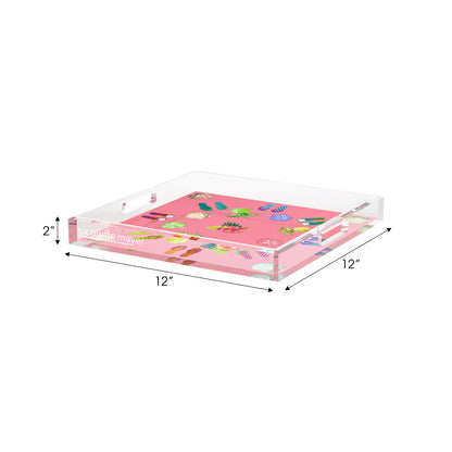 Winter in Florida Pink Acrylic Decorative Tray, 12 x 12 in. by Nicolette Mayer 