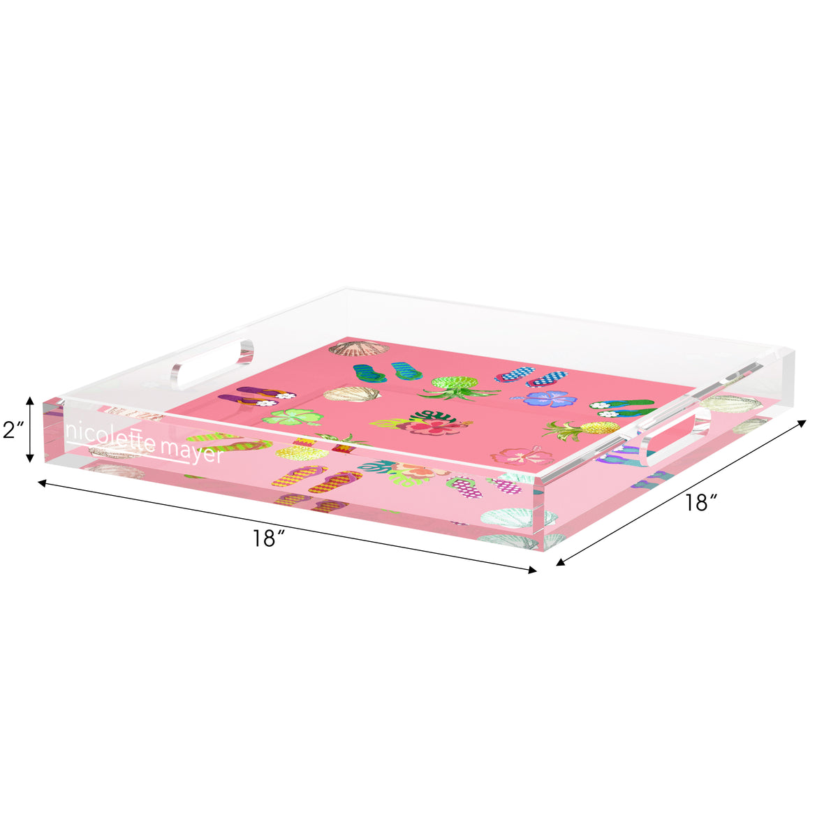 Winter in Florida Pink Acrylic Decorative Tray, 18 x 18 in. by Nicolette Mayer 