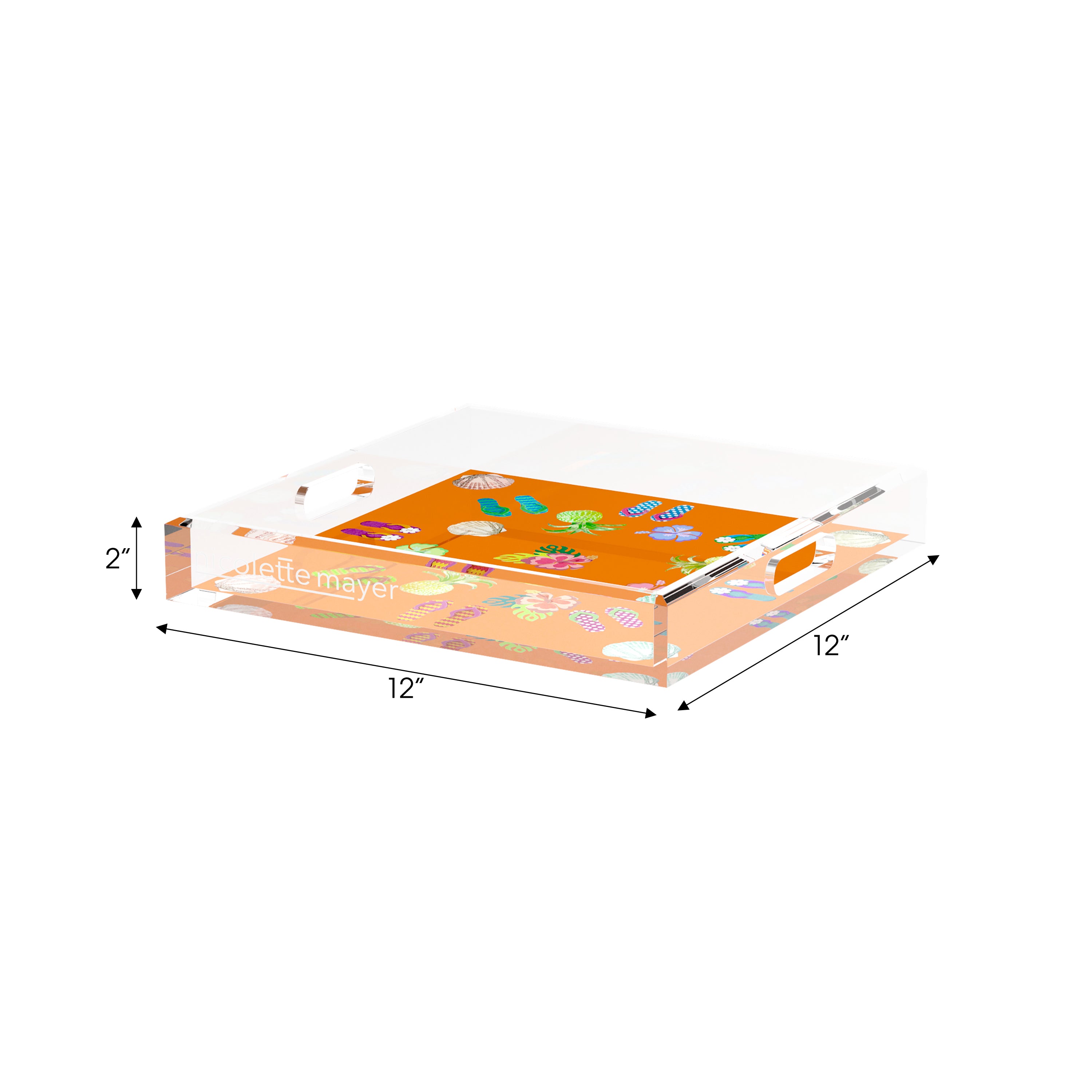 Winter in Florida Orange 12X12 Acrylic Tray - nicolettemayer.com
