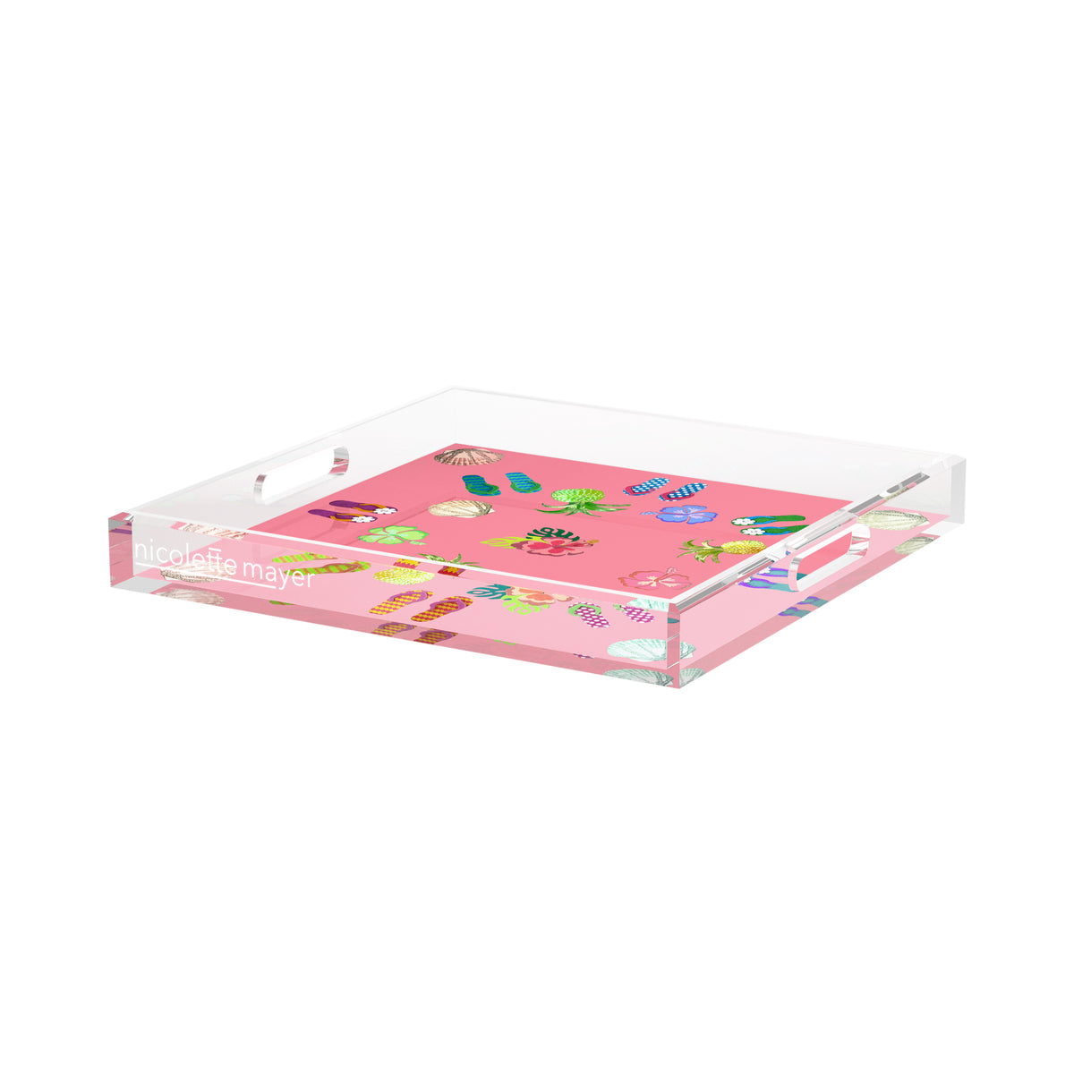 Winter in Florida Pink Acrylic Decorative Tray, 15 x 15 in. by Nicolette Mayer 