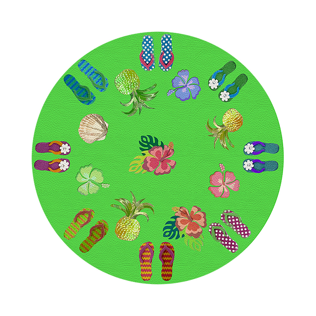 Winter In Florida Bright Green 16&quot; Round Pebble Placemat Set of 4 - nicolettemayer.com