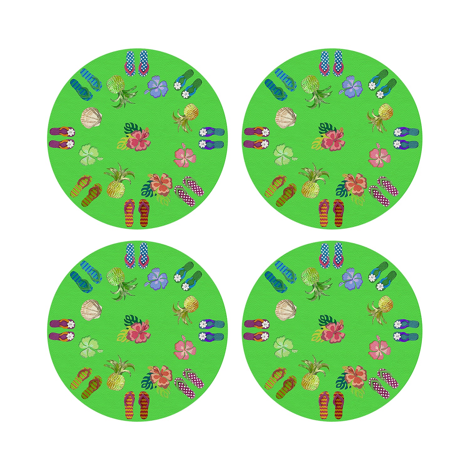 Winter In Florida Bright Green 16&quot; Round Pebble Placemat Set of 4 - nicolettemayer.com
