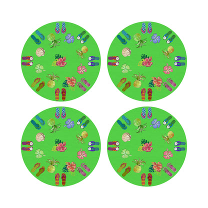 Winter In Florida Bright Green 16&quot; Round Pebble Placemat Set of 4 - nicolettemayer.com
