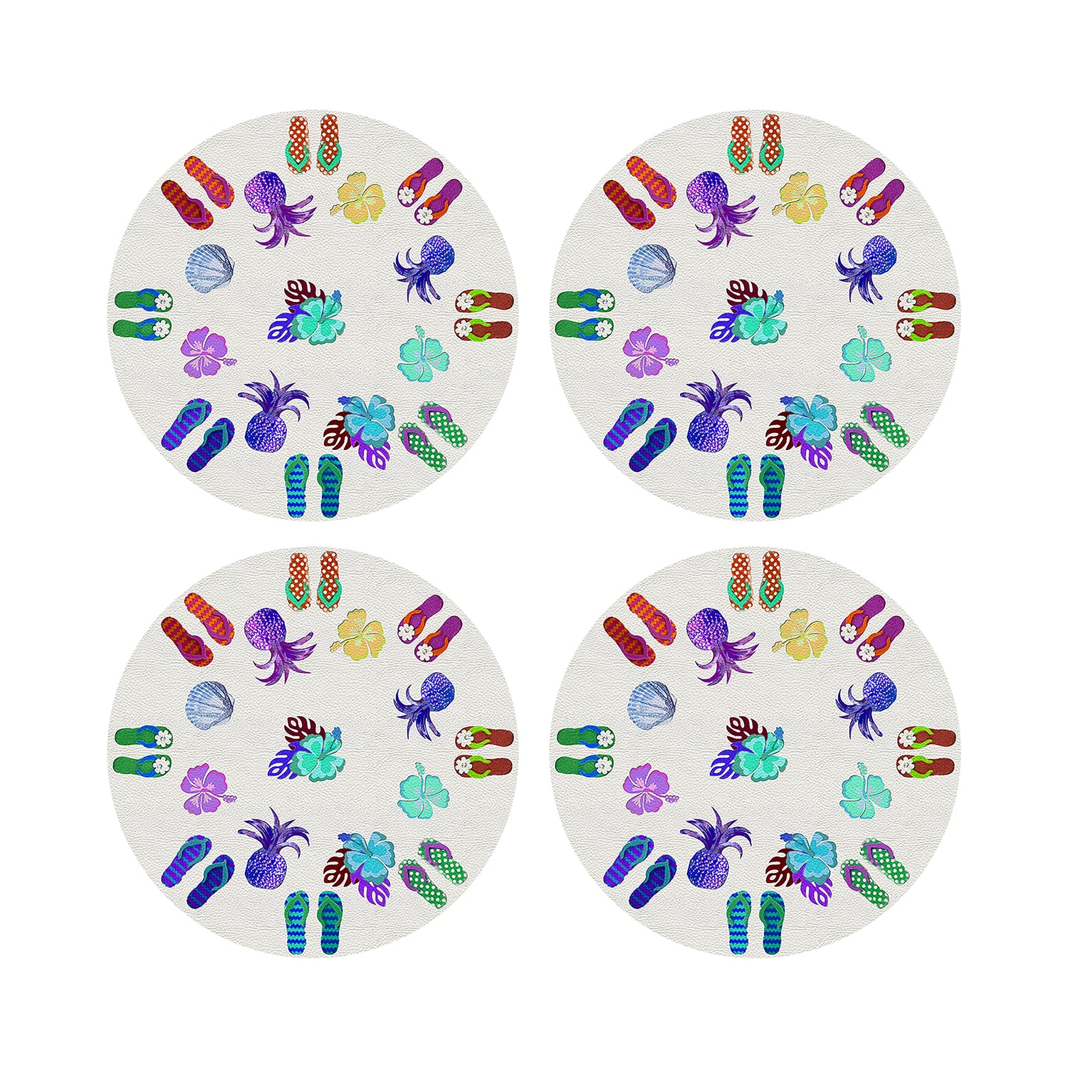 Winter In Florida Colorful 16&quot; Round Pebble Placemats, Set of 4 - nicolettemayer.com
