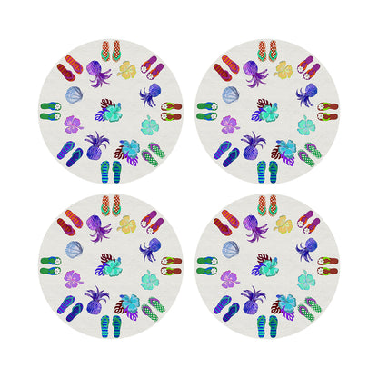 Winter In Florida Colorful 16&quot; Round Pebble Placemats, Set of 4 - nicolettemayer.com
