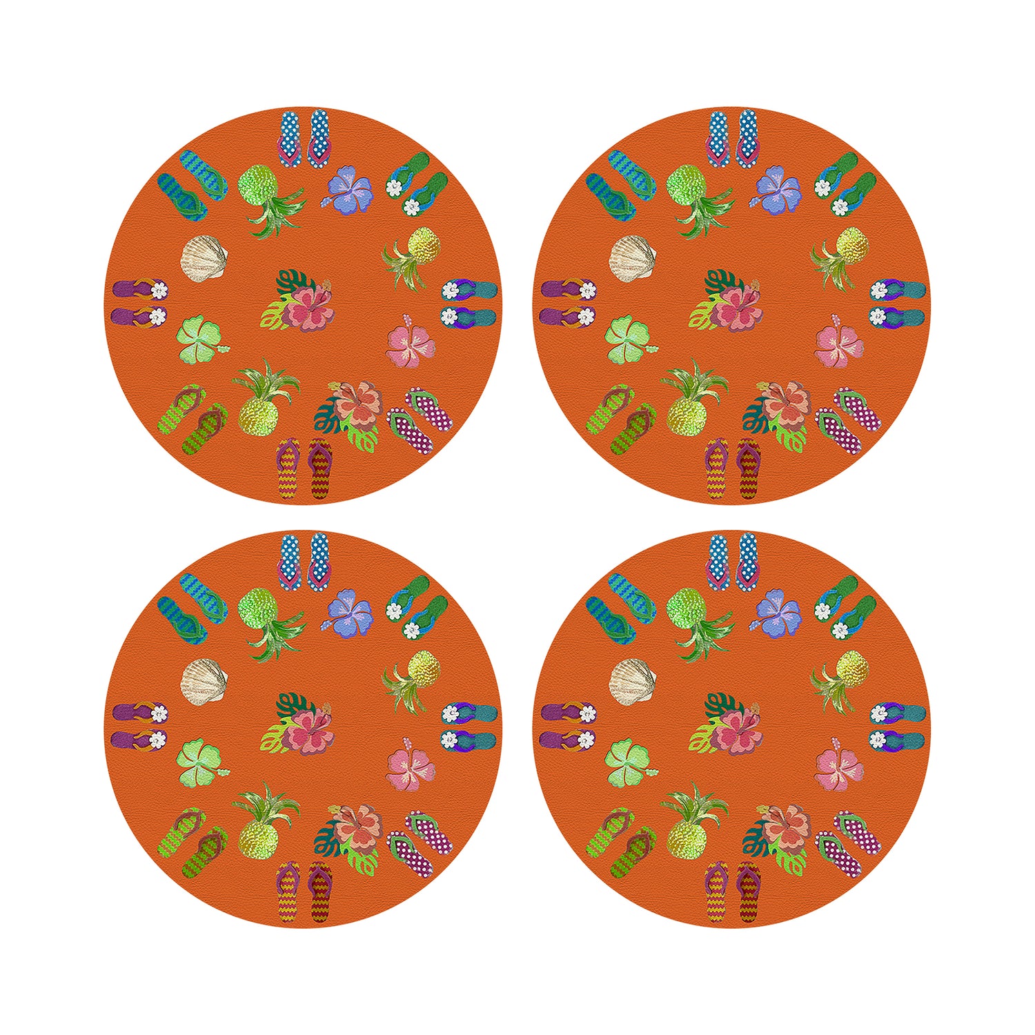 Winter In Florida Orange 16&quot; Round Pebble Placemats, Set of 4 - nicolettemayer.com
