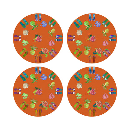 Winter In Florida Orange 16&quot; Round Pebble Placemats, Set of 4 - nicolettemayer.com
