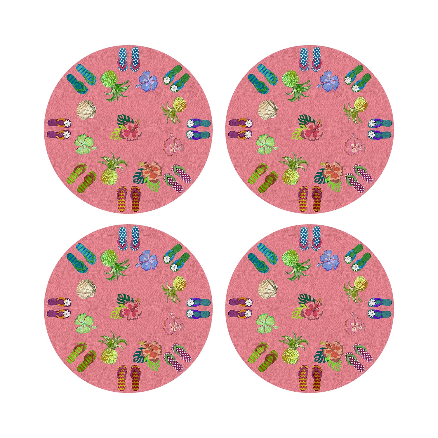 Winter In Florida Pink 16&quot; Round Pebble Placemats, Set of 4 - nicolettemayer.com

