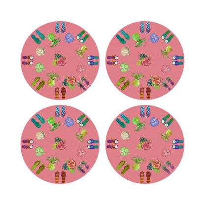 Winter In Florida Pink 16&quot; Round Pebble Placemats, Set of 4 - nicolettemayer.com
