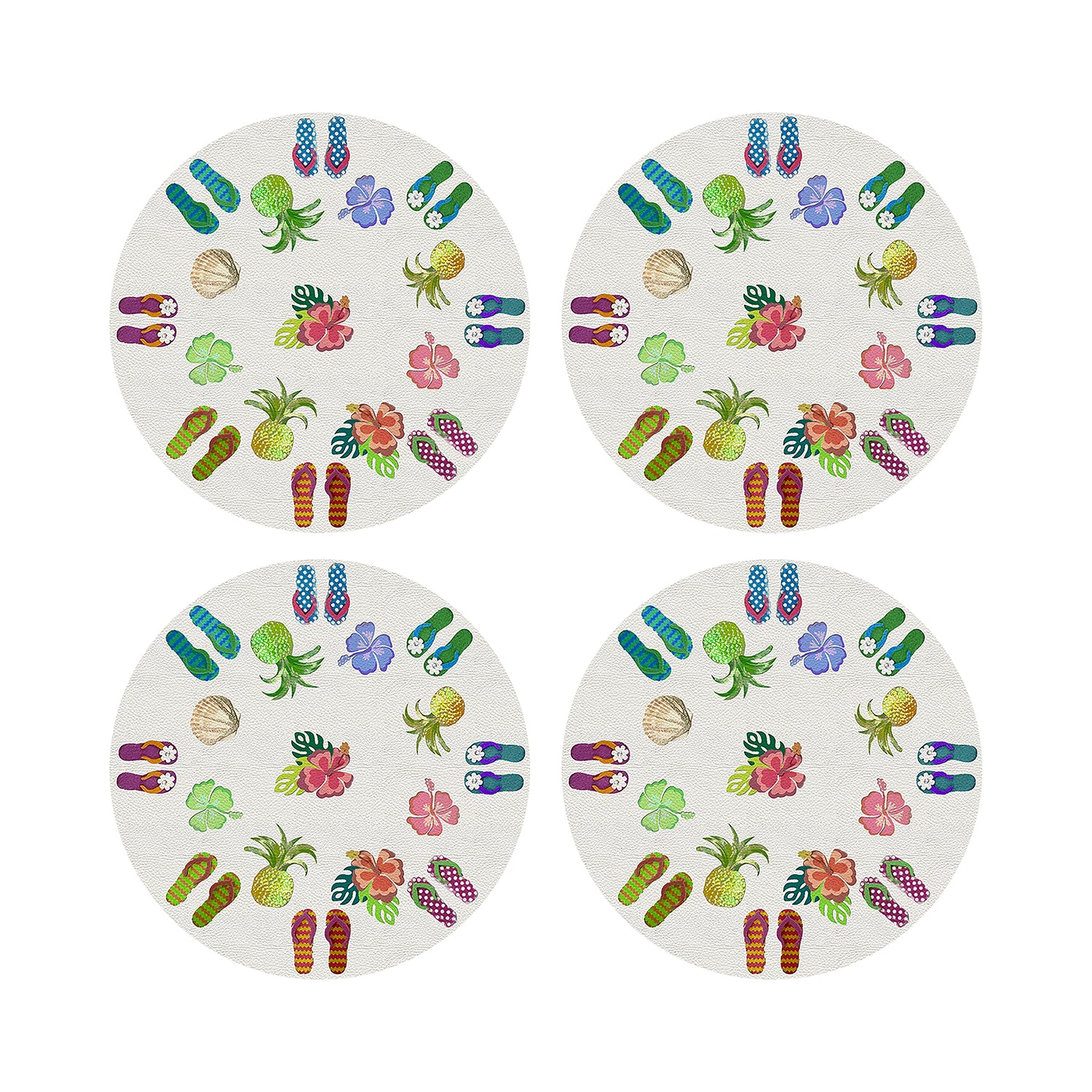 Winter In Florida White 16&quot; Round Pebble Placemats, Set of 4 - nicolettemayer.com
