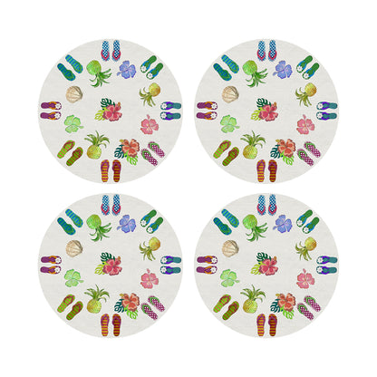 Winter In Florida White 16&quot; Round Pebble Placemats, Set of 4 - nicolettemayer.com
