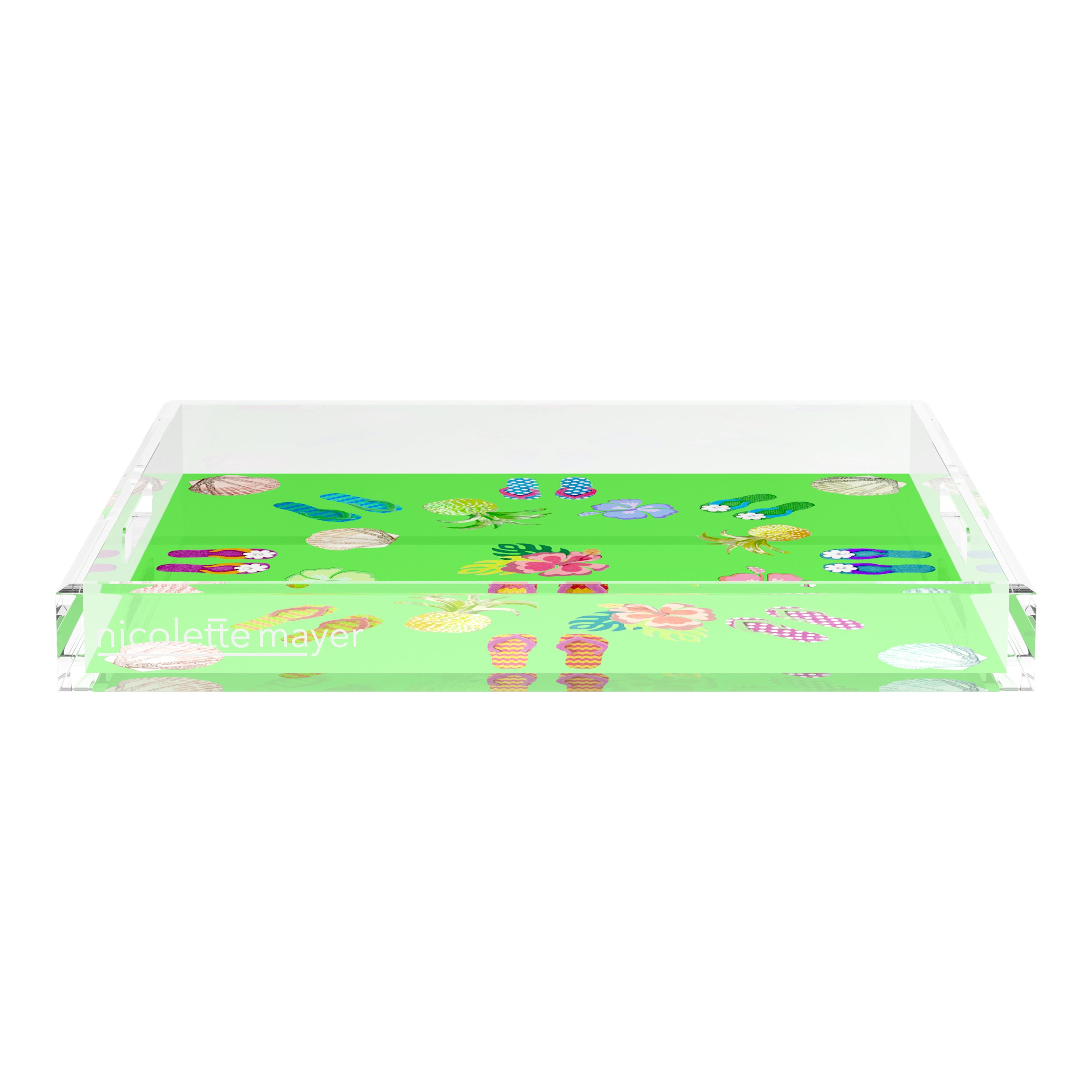 Winter in Florida Bright Green 18X18 Acrylic Tray - nicolettemayer.com
