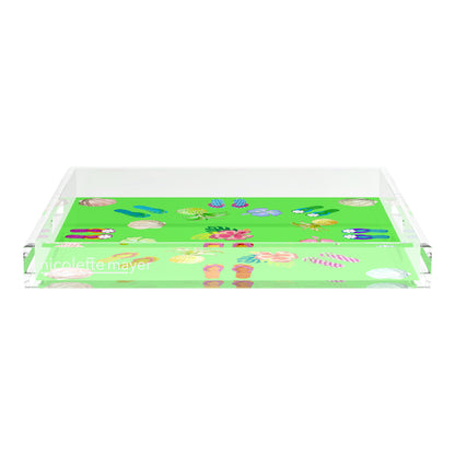 Winter in Florida Bright Green 18X18 Acrylic Tray - nicolettemayer.com
