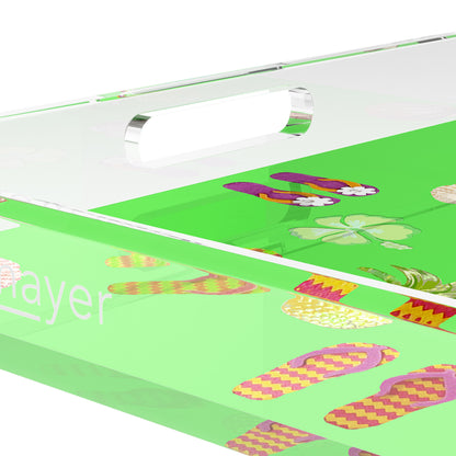 Winter in Florida Bright Green 18X18 Acrylic Tray - nicolettemayer.com
