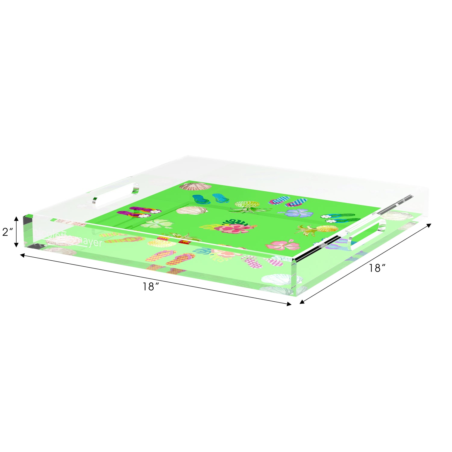 Winter in Florida Bright Green 18X18 Acrylic Tray - nicolettemayer.com
