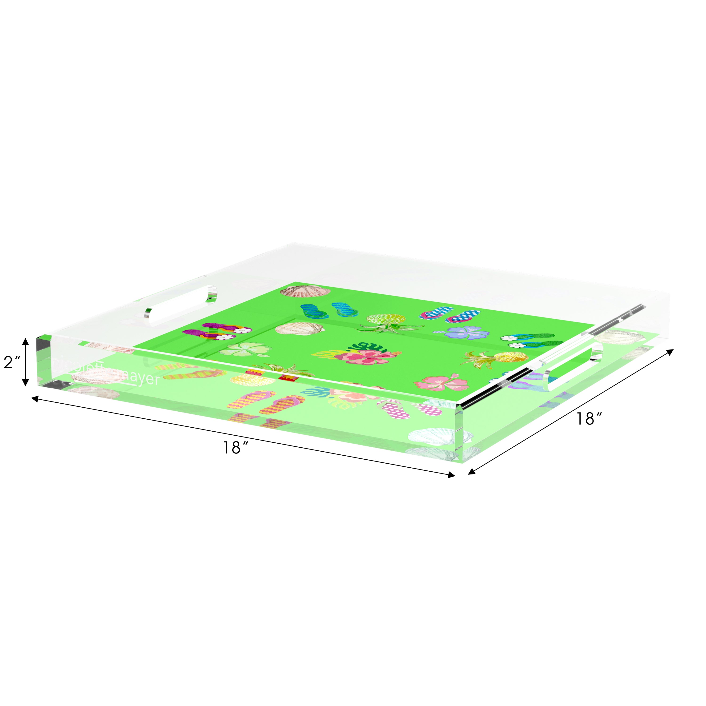 Winter in Florida Bright Green 18X18 Acrylic Tray - nicolettemayer.com
