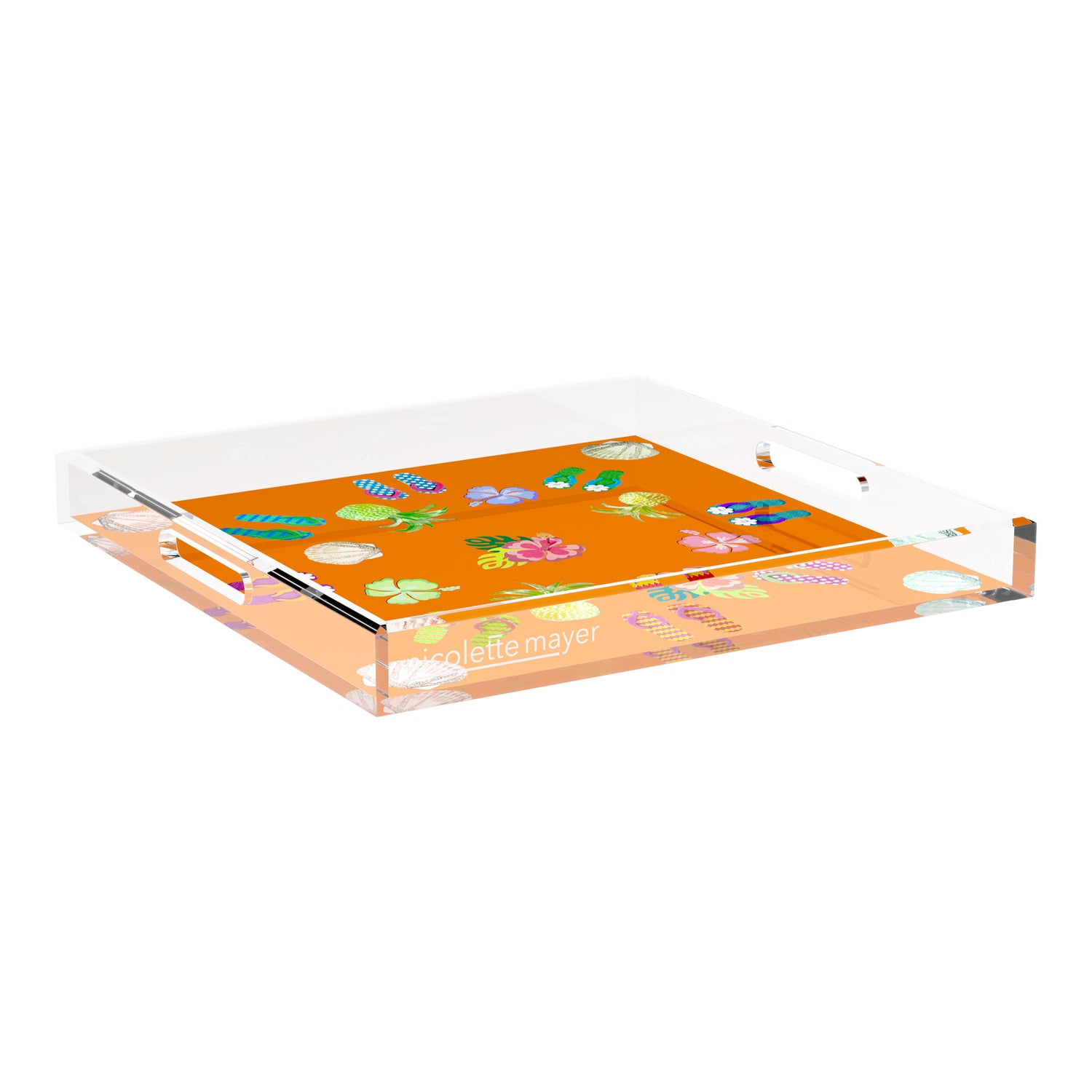 Winter in Florida Orange 18X18 Acrylic Tray - nicolettemayer.com
