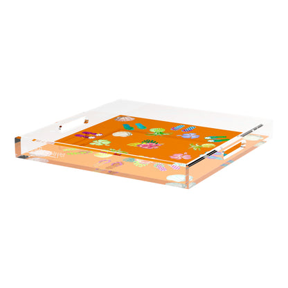Winter in Florida Orange 18X18 Acrylic Tray - nicolettemayer.com

